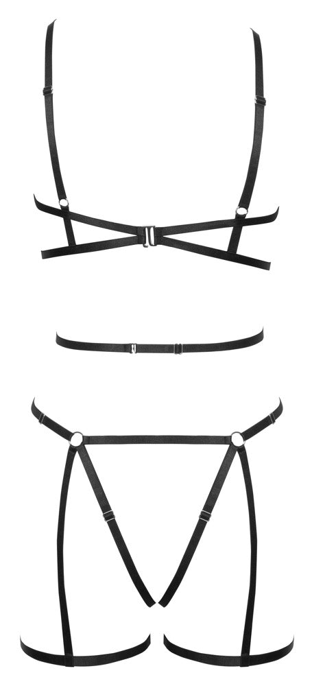 Cottelli LINGERIE SL 3-teiliges schwarzes Harness-Set