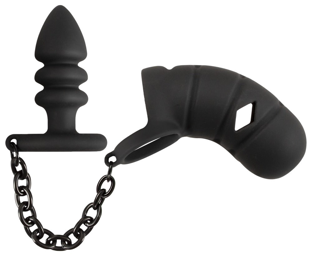 Peniskäfig mit Analplug Black Velvets