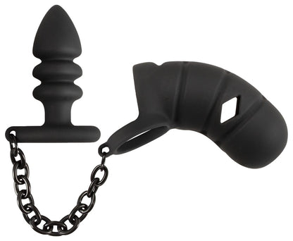 Peniskäfig mit Analplug Black Velvets
