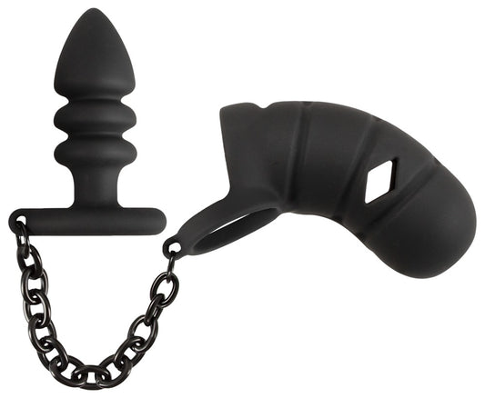 Peniskäfig mit Analplug Black Velvets