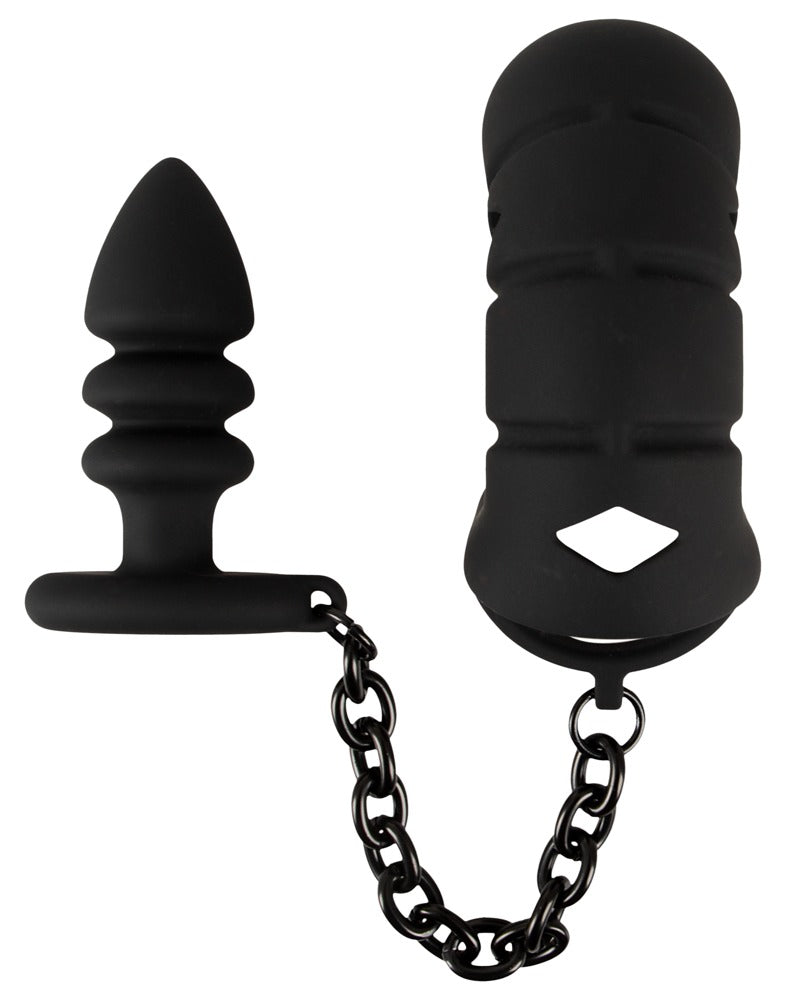 Peniskäfig mit Analplug Black Velvets