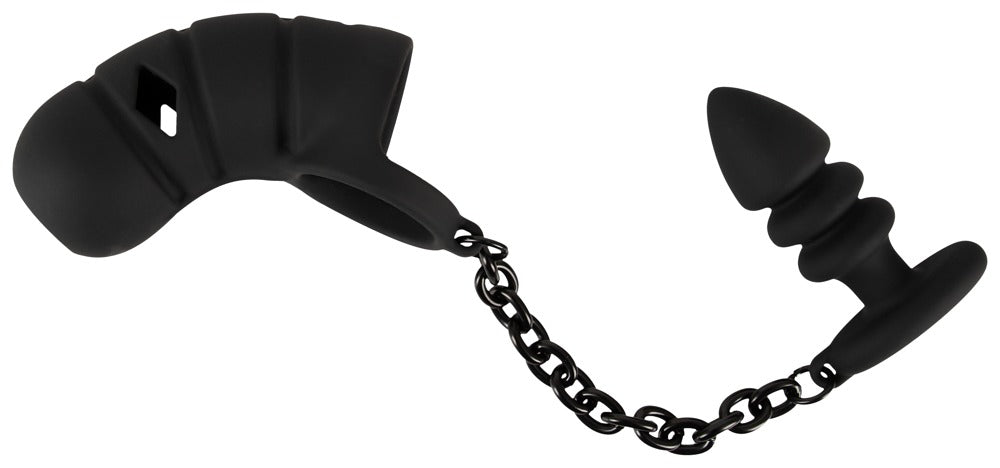 Peniskäfig mit Analplug Black Velvets