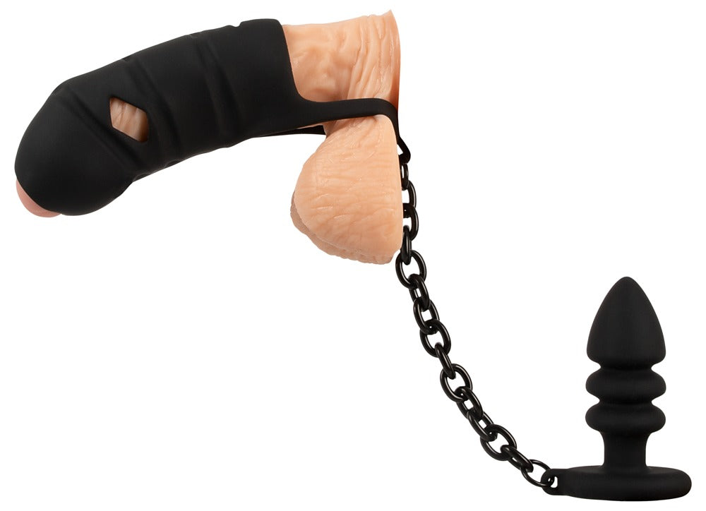 Peniskäfig mit Analplug Black Velvets