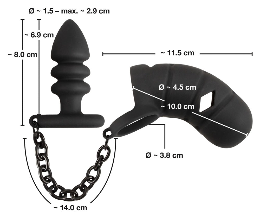 Peniskäfig mit Analplug Black Velvets