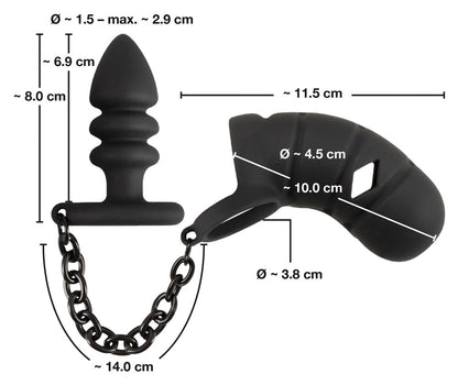 Peniskäfig mit Analplug Black Velvets