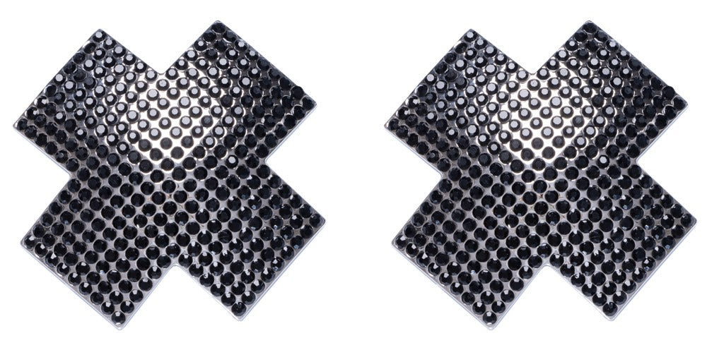 Brustwarzenschmuck mit schwarzem Kreuz