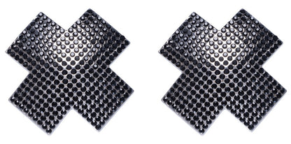 Brustwarzenschmuck mit schwarzem Kreuz