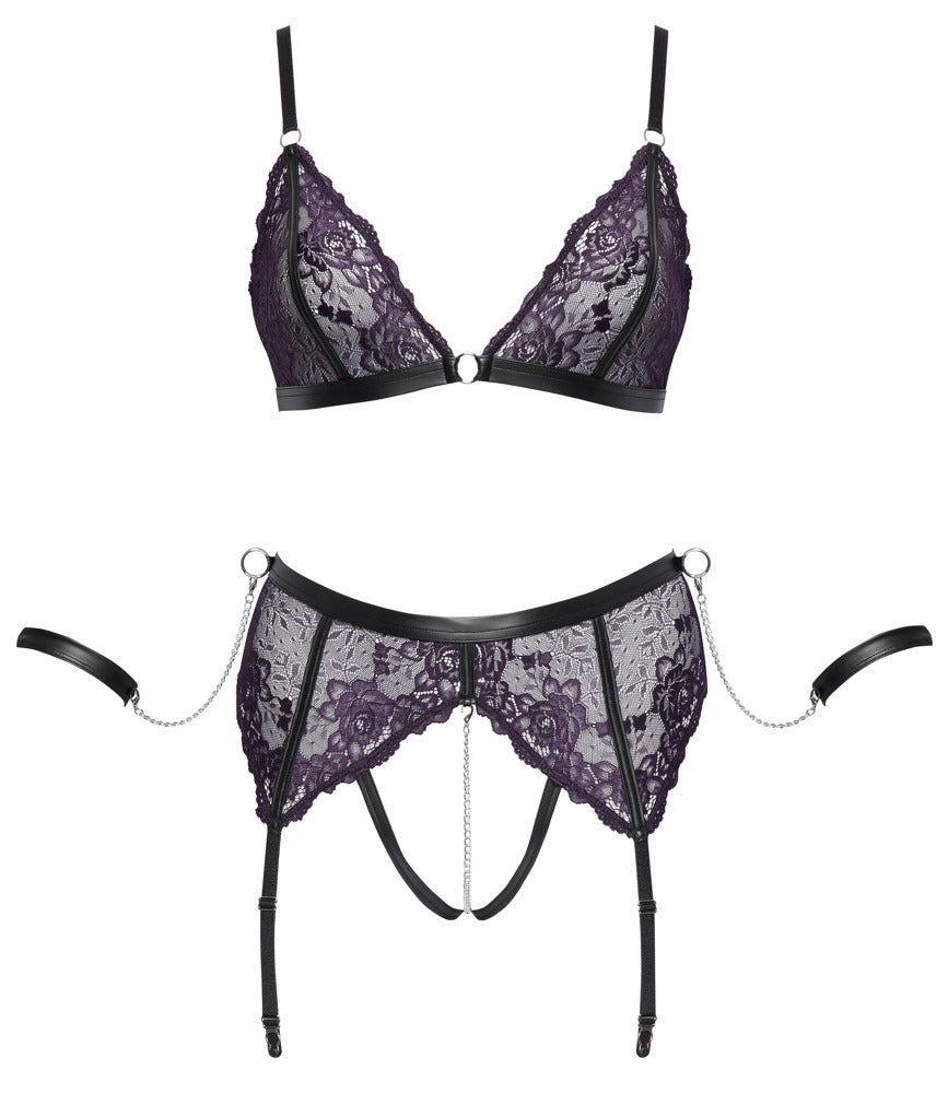 Cottelli Bondage Spitzen-Bondage-BH und Slip-Set