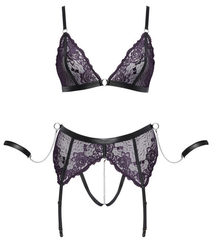 Cottelli Bondage Spitzen-Bondage-BH und Slip-Set