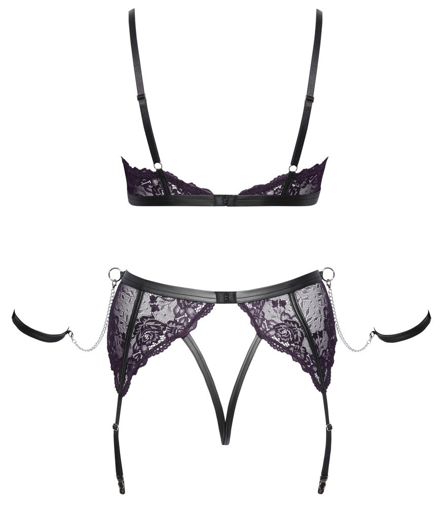 Cottelli Bondage Spitzen-Bondage-BH und Slip-Set