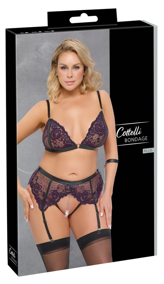 Cottelli Bondage Spitzen-Bondage-BH und Slip-Set