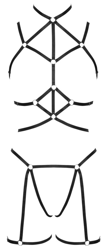 Cottelli LINGERIE SL 3-teiliges schwarzes Harness-Set
