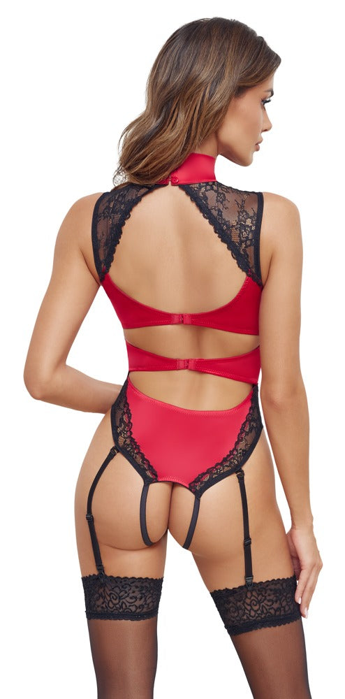 Cottelli Lingerie Rot/Schwarz Strapsbody