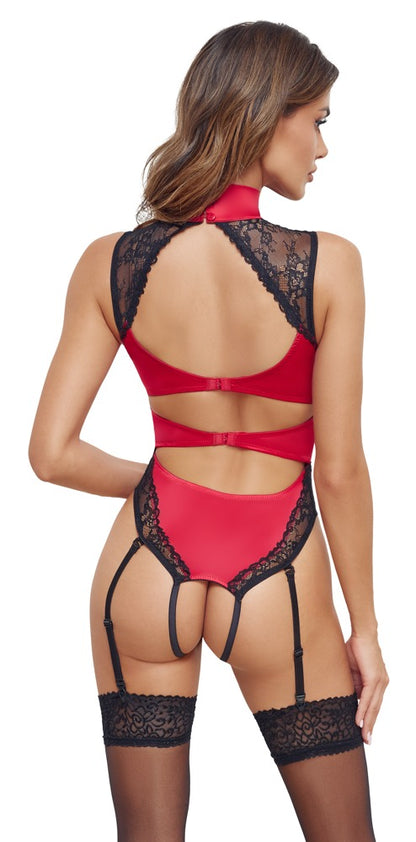 Cottelli Lingerie Rot/Schwarz Strapsbody