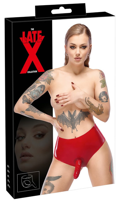 Roter Latexslip mit Dildo LATE X