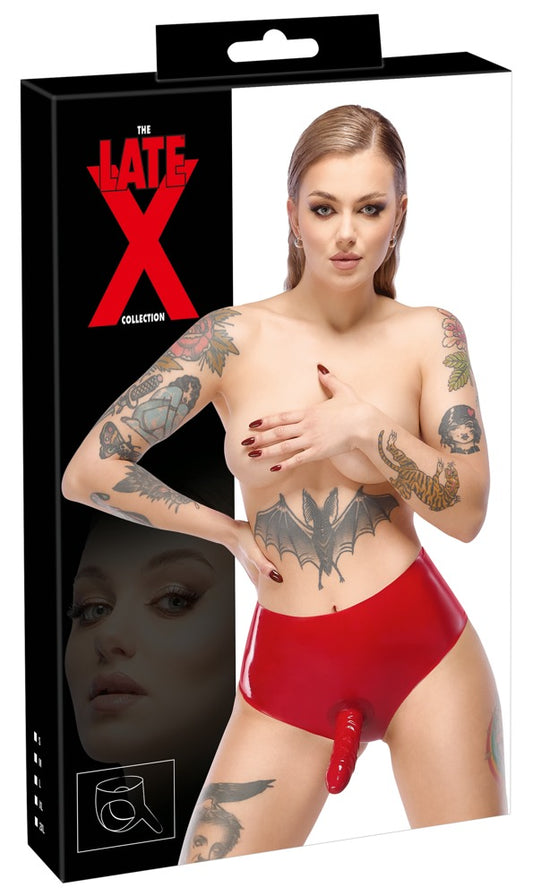 Roter Latexslip mit Dildo LATE X