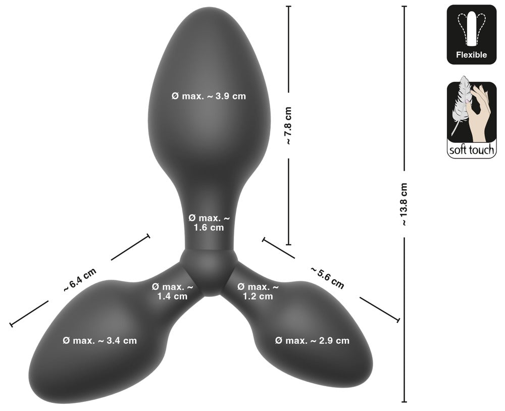 Dreifacher Analplug aus schwarzem Samt
