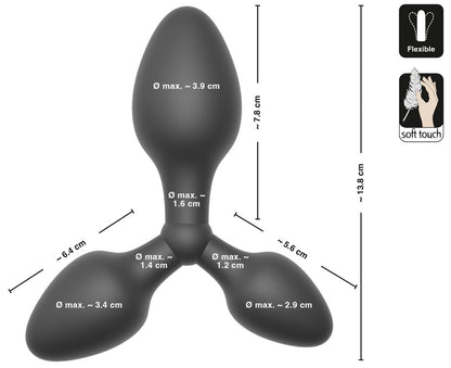 Dreifacher Analplug aus schwarzem Samt